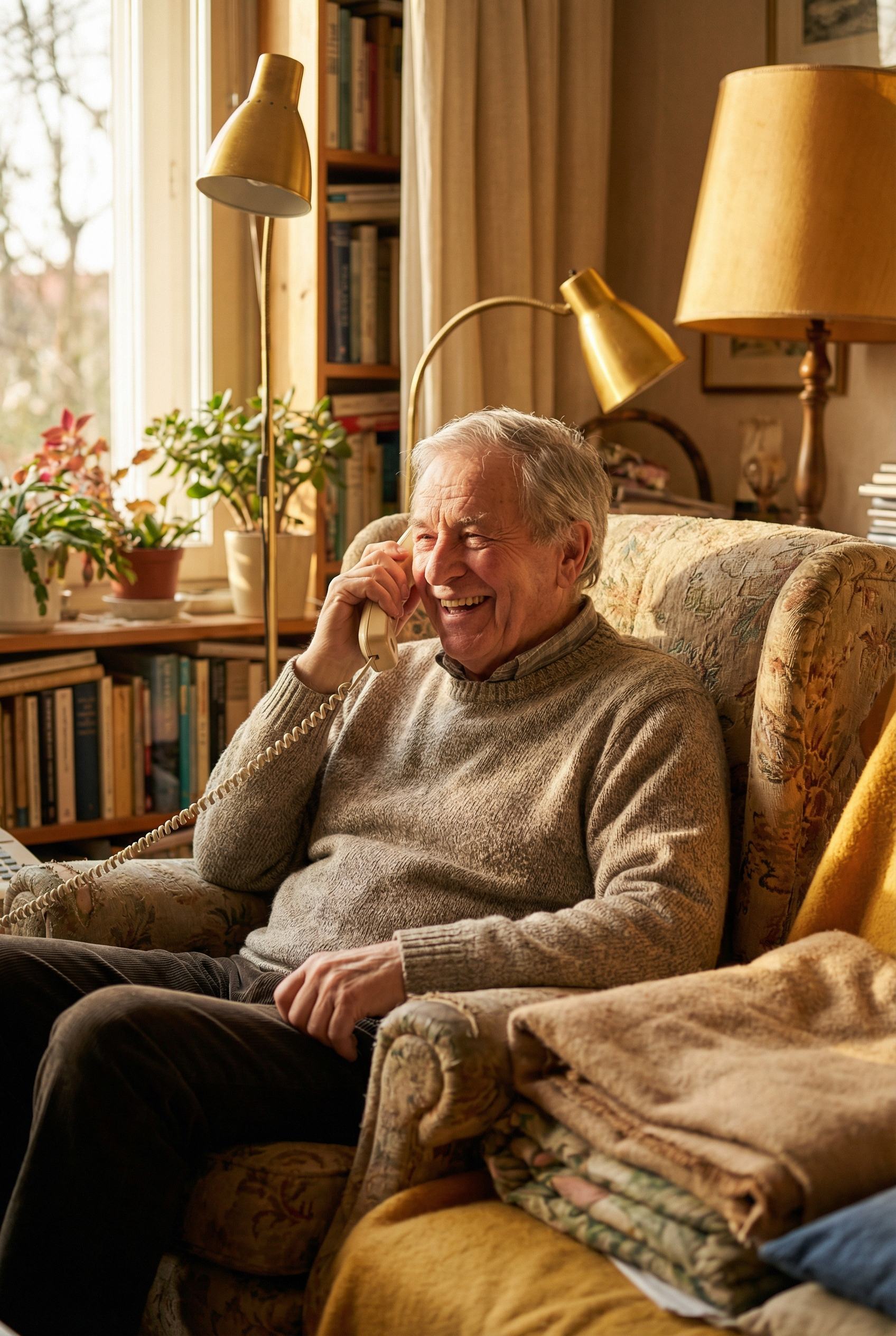 Happy senior enjoying a phone call